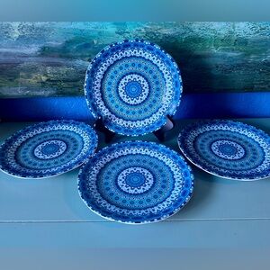 NWT American Atelier Pretty Blue Melamine Plates For Pool Picnics Camping